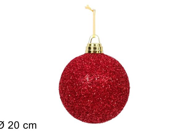 PALLA DI NATALE 20CM ROSSO FILI LAMINATI