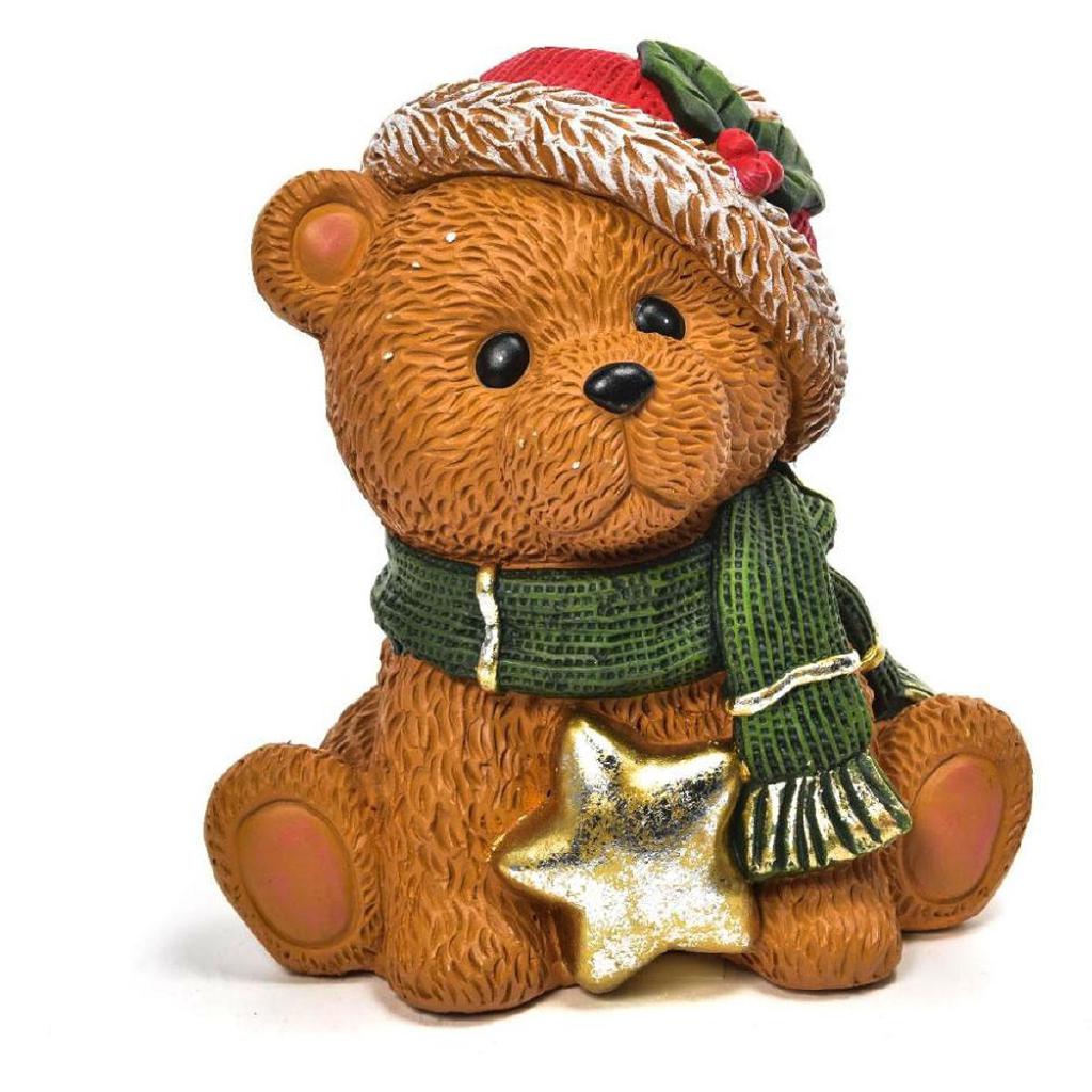 ORSO CON STELLA IN POLIRESINA 28,5X22X30CM ART.60504 - ORSO CON STELLA IN POLIRESINA 28,5X22X30CM ART.60504 -