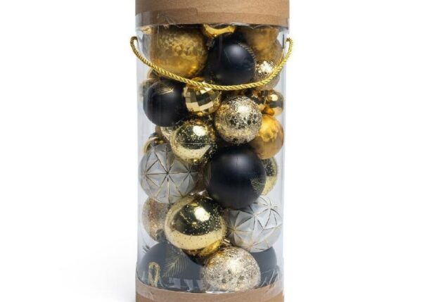 PALLE DI NATALE CONF 50 SFERE BLACK&GOLD PLASTICA MISURE