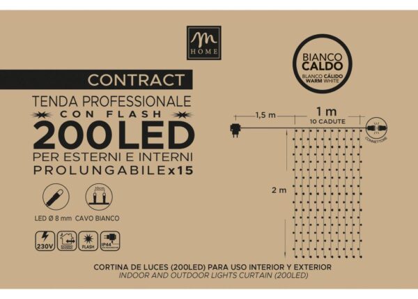 TENDA CONTRACT 200 LED COLORE BIANCO CALDO CON FLASH DA ESTERNO PROLUNGABILE L.1XH.2 MT 8.8W 230V 28X16XH.11 CM ART.93403 -