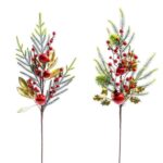 TRALCIO NATALIZIO 73CM BACCHE PLASTICA ASS.