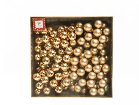 PALLINE DI NATALE ORO IN VETRO CONFEZIONE 144PZ DIAM 2 CM 19X19XH.7 CM ART.61645 - PALLINE DI NATALE ORO IN VETRO CONFEZIONE 144PZ DIAM 2 CM 19X19XH.7 CM ART.61645 -