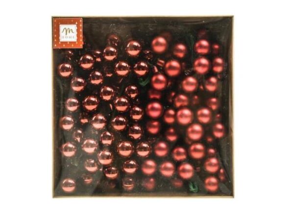 PALLINE DI NATALE BORDEAUX IN VETRO CONFEZIONE 144PZ DIAM 2 CM 19X19XH.7 CM ART.61881 -