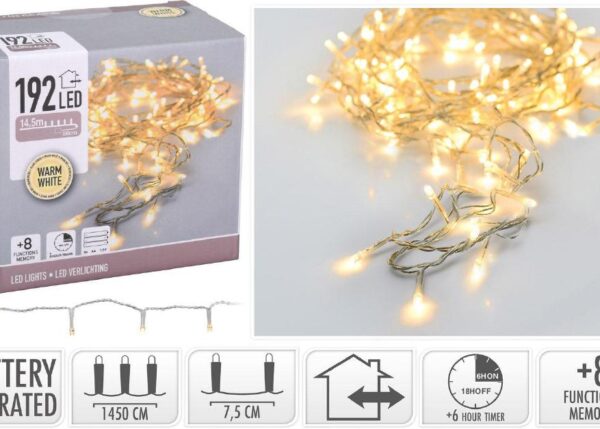 MINILUCCIOLE 192 LED CALDO CAVO TRASP BATTER ART.AX9810460