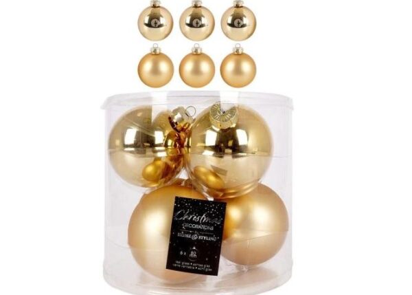 PALLE DI NATALE VETRO ORO 6PZ 80MM ART.ARB104500