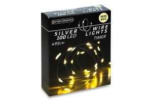 CAVO ARGENTO 100LED BIANCO CALDO TIMER ART.AX9731540