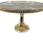 ALZATA PER TORTA IN VETRO COLOR ORO ANTICO ARGENTO ALL'INTERNO D40;H23CM A40CM;B16CM;H23CM ART.64380