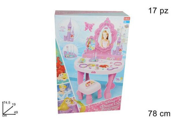 SPECCHIERA PRINCIPESSE C/ACCESSORI DI BELLEZZA +SGABELLO 17PZ ART7124@@!