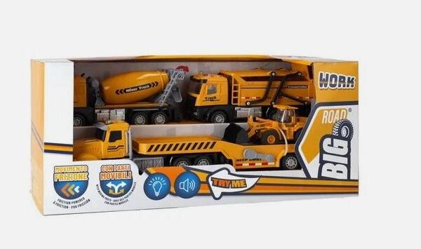 SET VEICOLI CANTIERE A FRIZIONE B/O L/S 4PZ TRYME