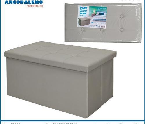 POUF OTTOMANO GRIGIO IN PVC 76X38X38 CM PFF19 ART.75054