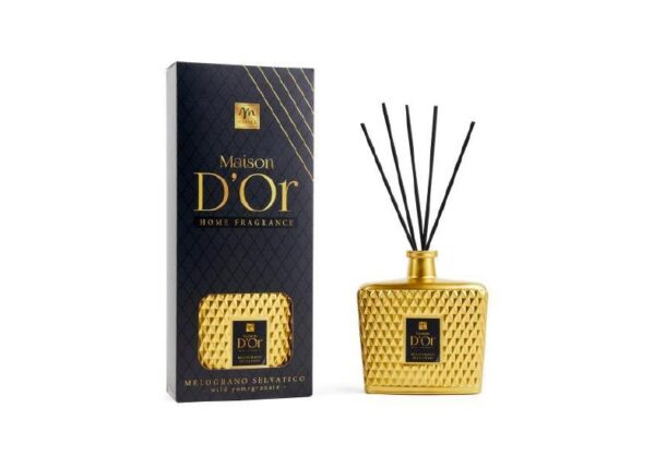 DIFFUSORE DI FRAGRANZA CON BOTTIGLIA DIAMANTE 700ML MELOGRANO SELVATICO CON BACCHETTI IN FIBRA ART.83879 -
