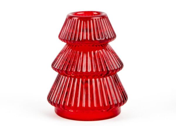 PORTACANDELA STELO AD ALBERO ROSSA IN CERA E VETRO D.5XH.8 CM ART.86511 -