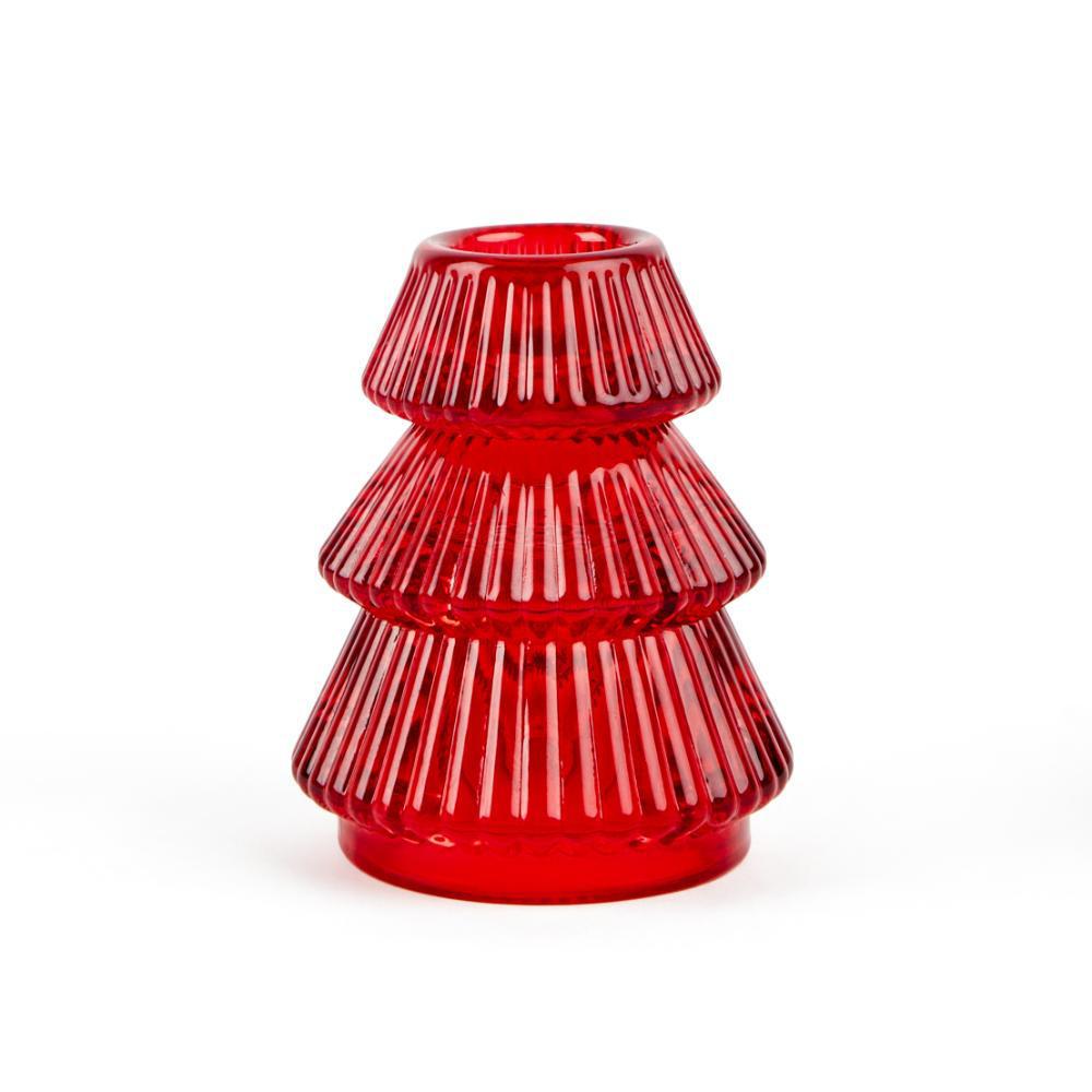 PORTACANDELA STELO AD ALBERO ROSSA IN CERA E VETRO D.5XH.8 CM ART.86511 - PORTACANDELA STELO AD ALBERO ROSSA IN CERA E VETRO D.5XH.8 CM ART.86511 -