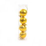CONFEZIONE 4 MELOGRANI DA APPENDERE FOGLIA ORO IN PLASTICA DIAM 6 CM 6X6XH.25 CM ART.70234 -