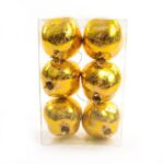 CONFEZIONE 6 MELOGRANI DA APPENDERE FOGLIA ORO IN PLASTICA DIAM 8 CM 16X8XH.24 CM ART.70241 -