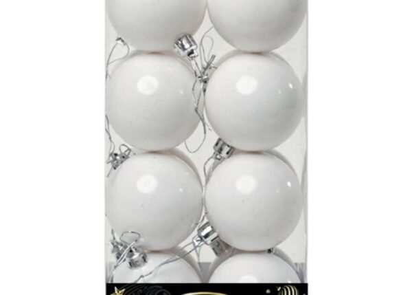 PALLE DI NATALE PLASTICA 6CM PZ.16 BIANCA LUCIDA ART.14301909