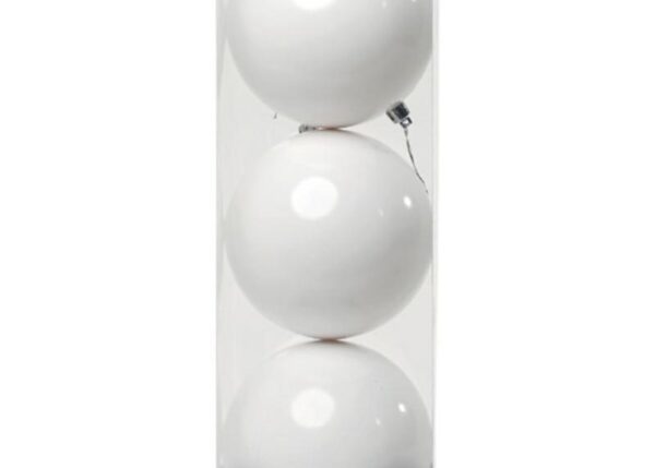 PALLE DI NATALE PLASTICA 10CM PZ.4 BIANCA LUCIDA ART.14302005