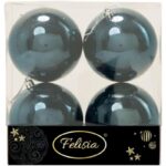PALLE DI NATALE PLASTICA 10CM PZ.4 BLU NOTTE LUCIDA ART.14302029