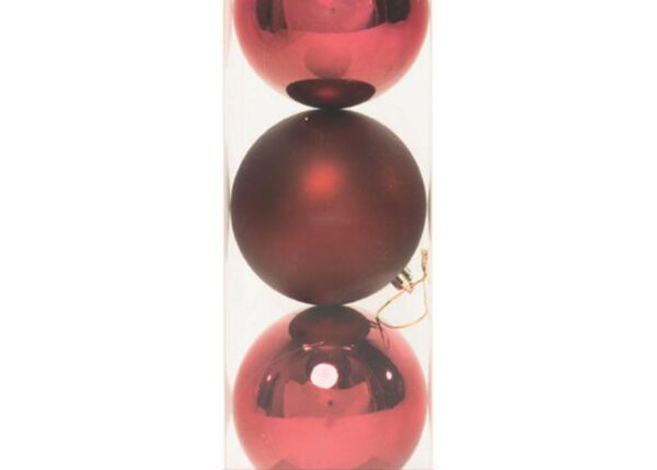 PALLE DI NATALE PLASTICA PZ.3 ASS. LUCIDE+OPACHE BURGUNDY DIAM.10CM ART.14305853