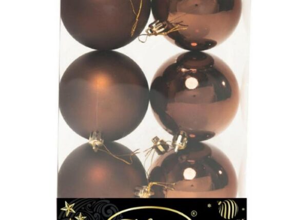 PALLE DI NATALE PLASTICA PZ.6 ASS. LUCIDE+OPACHE CAFFEE DIAM.8CM ART.14306171
