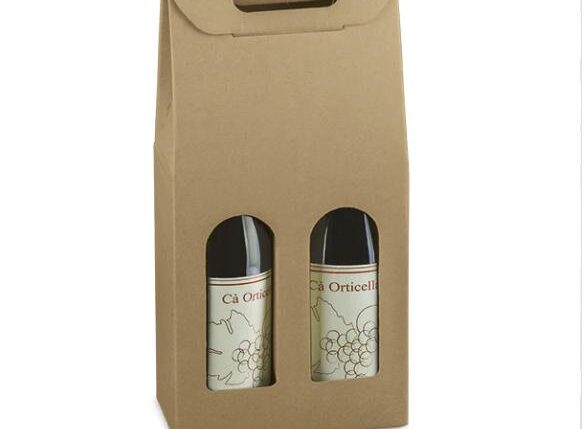 PORTABOTTIGLIE DOPPIO IN CARTONE COLORE AVANA MISURA 90X90X385CM 135869