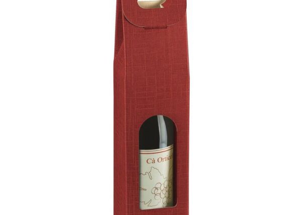 PORTABOTTIGLIE SINGOLO IN CARTONE CON MANIGLIA E FINESTRA FRONTALE COLORE SETA BORDEAUX MISURA 90X90X385CM 35348