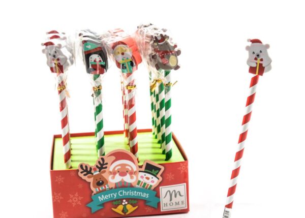 MATITA CON GOMMA NATALIZIA 3XH.20CM ASS. IN ESPOSITORE ART.15659 -