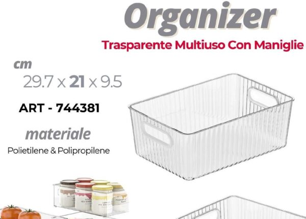 ORGANIZER TRASPARENTE MULTIUSO CON MANIGLIE 29.7X21X9.5 CM ART.744381