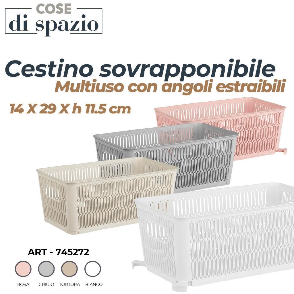 CESTINO SOVRAPPONIBILE MULTIUSO C/ANGOLI ESTRAIBILI 14X29XH11.5 CM COLORI ASSORTITI COD.ART.745272 ART.745272 CESTINO SOVRAPPONIBILE MULTIUSO C/ANGOLI ESTRAIBILI 14X29XH11.5 CM COLORI ASSORTITI COD.ART.745272 ART.745272