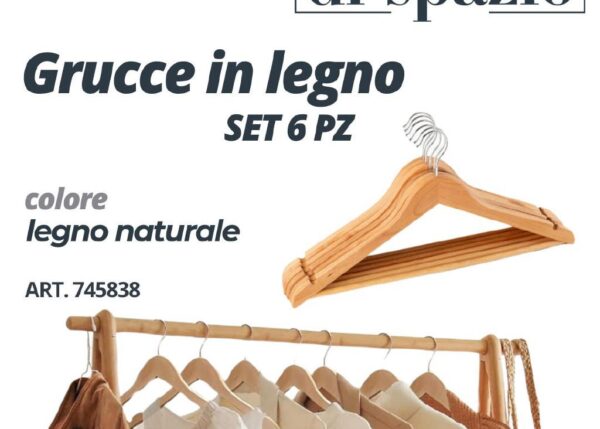 SET 6 GRUCCE IN LEGNO NATURALE 45X1.2 CM ART.745838
