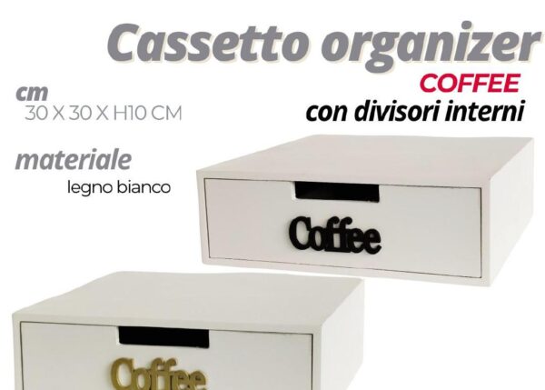 PORTACIALDE MAURO COFFEE BIANCO C/ DIVISORI COL. ASS. ORO/NERO 30X30XH10 CM ART.746033