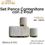 POUF VELLUTO BIANCO E ORO 29X29XH35 CM ART.746170