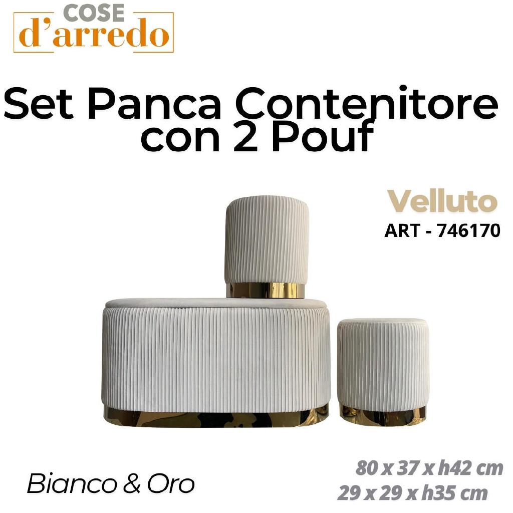 POUF VELLUTO BIANCO E ORO 29X29XH35 CM ART.746170 POUF VELLUTO BIANCO E ORO 29X29XH35 CM ART.746170