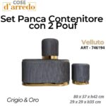 POUF VELLUTO GRIGIO E ORO 29X29XH35 CM ART.746194