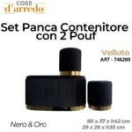 POUF VELLUTO NERO E ORO 29X29XH35 CM ART.746200