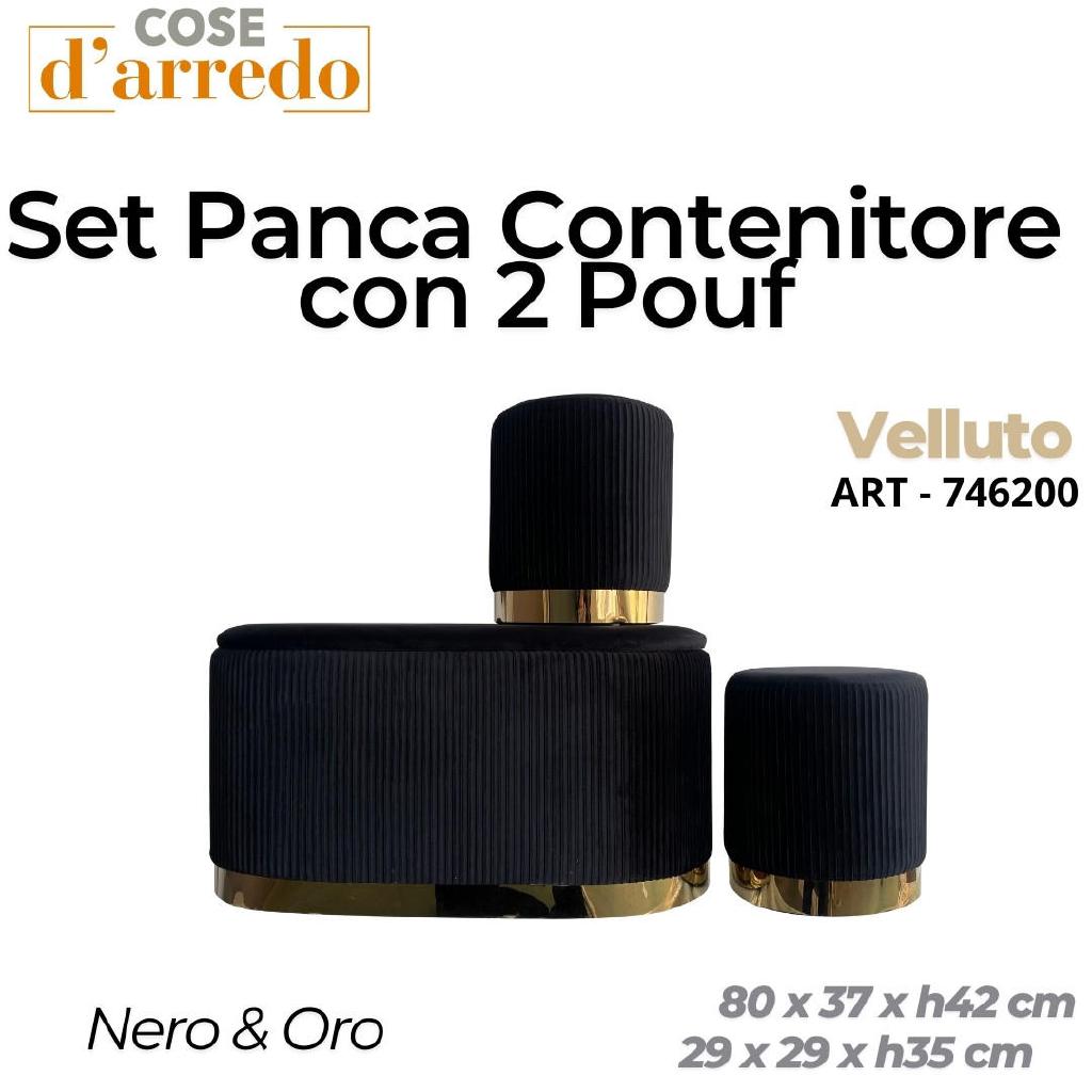 POUF VELLUTO NERO E ORO 29X29XH35 CM ART.746200 POUF VELLUTO NERO E ORO 29X29XH35 CM ART.746200