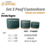 POUF CONTENITORE CON BOTTONI IN VELLUTO VERDE 58CM ART.746583