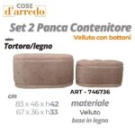 PANCA CONTENITORE CON BOTTONI IN VELLUTO 83X46XH42 CM ART.746736