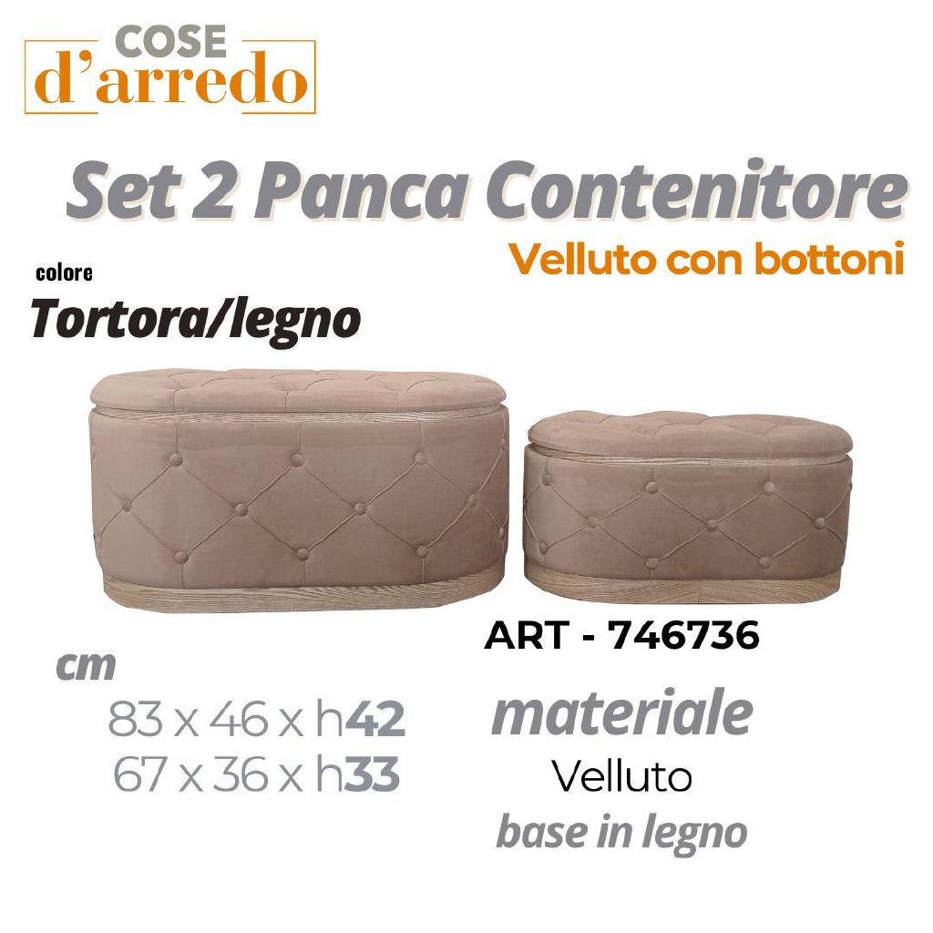 PANCA CONTENITORE CON BOTTONI IN VELLUTO 67X36X33H CM ART.746736 PANCA CONTENITORE CON BOTTONI IN VELLUTO 67X36X33H CM ART.746736