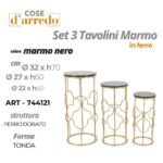 TAVOLINO TONDO MARMO NERO/FERRO DORATO GRANDE 32XH70 CM ART.744121