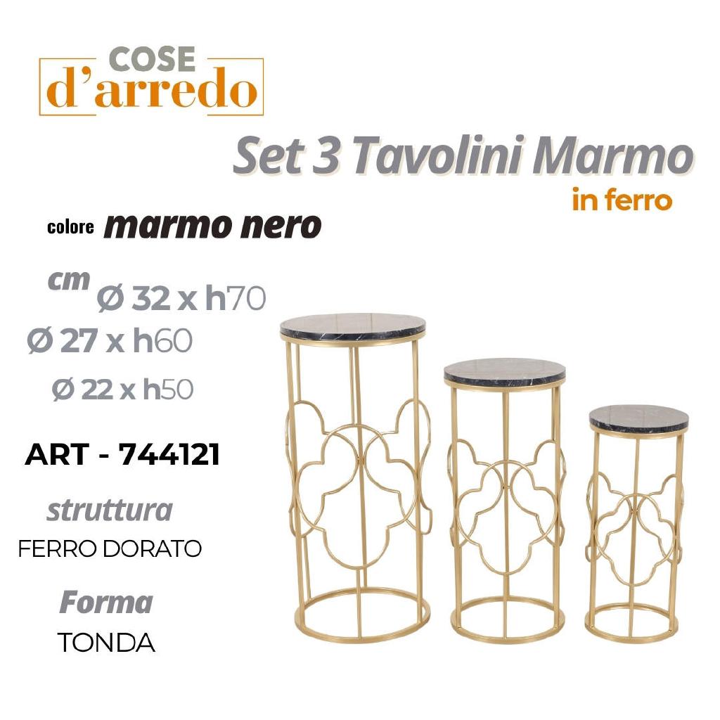 TAVOLINO TONDO MARMO NERO/FERRO DORATO GRANDE 32XH70 CM ART.744121 TAVOLINO TONDO MARMO NERO/FERRO DORATO GRANDE 32XH70 CM ART.744121