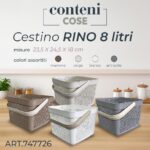 CESTINO RINO 8 LITRI 23,5X24,5X18 CM COLORI ASSORTITI ART.747726