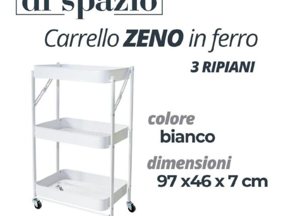CARRELLO IN FERRO ZENO 3 RIPIANI BIANCO 97X46X7 CM ART.747740