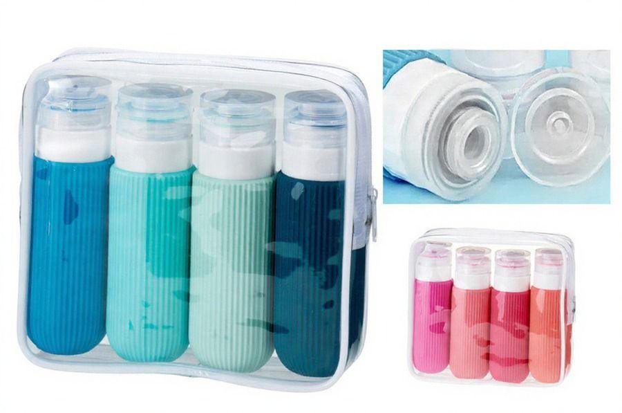 SET DA VIAGGIO 5 FLACONI CON POCHETTE TRASPARENTE, COLORI ASSORTITI SET DA VIAGGIO 5 FLACONI CON POCHETTE TRASPARENTE, COLORI ASSORTITI