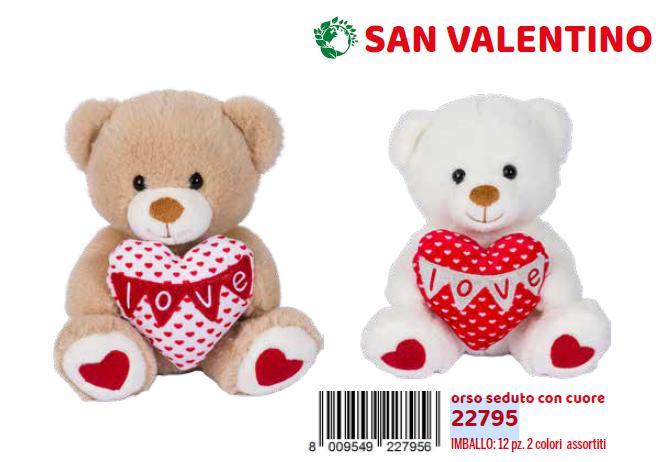 ORSO SEDUTO H25CM 2 COLORI ASS. CON CUORE LOVE ART.22795 ORSO SEDUTO H25CM 2 COLORI ASS. CON CUORE LOVE ART.22795