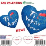 CUSCINO CUORE 32CM TESSUTO STAMPA JEANS 2 ASSORTITI ART.26462