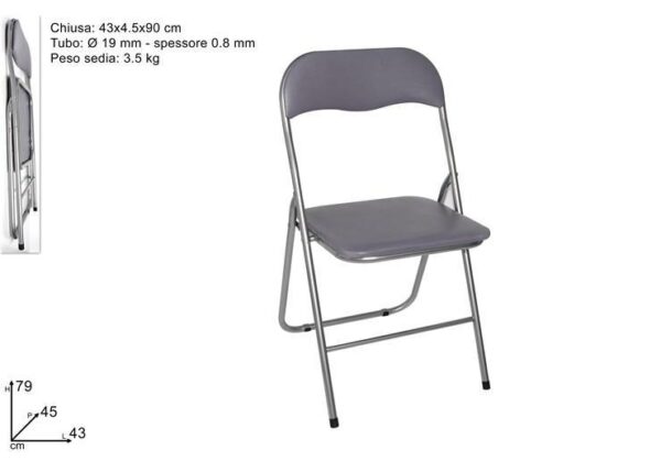 SEDIA PIEGHEVOLE IMBOTTITA GRIGIO ART.DEV18007331