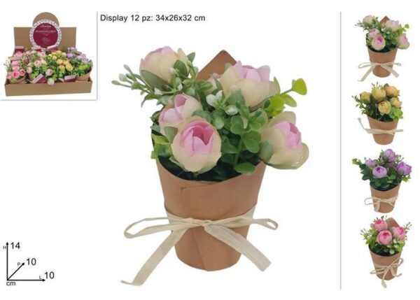 PIANTINA ROSE CON CARTONCINO 4COL IN DISPLAY ART.DEV24008441