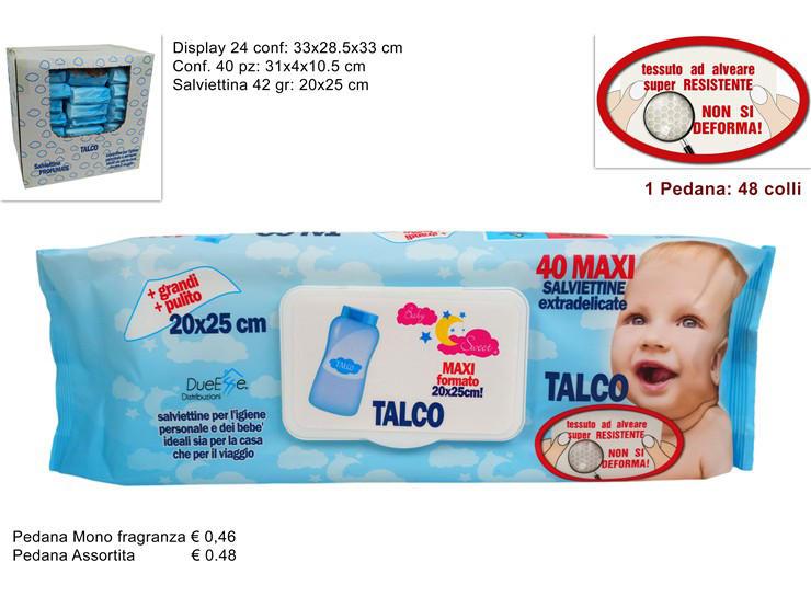 SALVIETTINE DETERGENTI BABY 40PZ 42GR TALCO ART.DEV24019111 SALVIETTINE DETERGENTI BABY 40PZ 42GR TALCO ART.DEV24019111