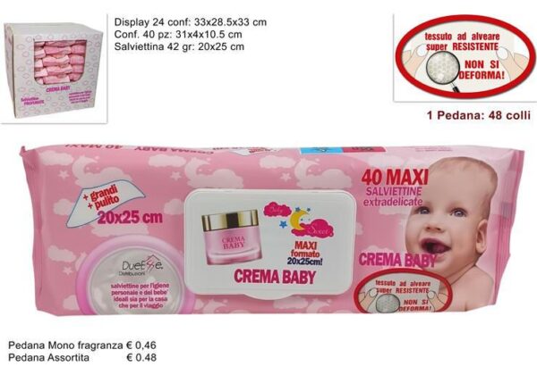 SALVIETTINE DETERGENTI BABY 40PZ 42GR CREMA ART.DEV24019151